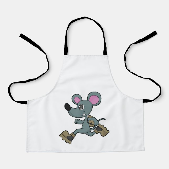 Tablier Souris comme coureur avec sac à dos (Recto)