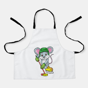 Tablier Souris de hockey sur glace avec bâton de hockey