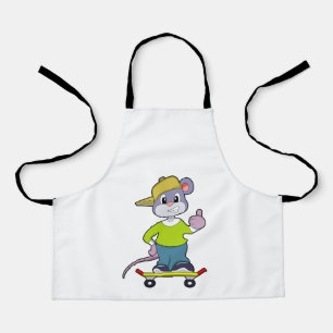Tablier Souris en skate avec skateboard