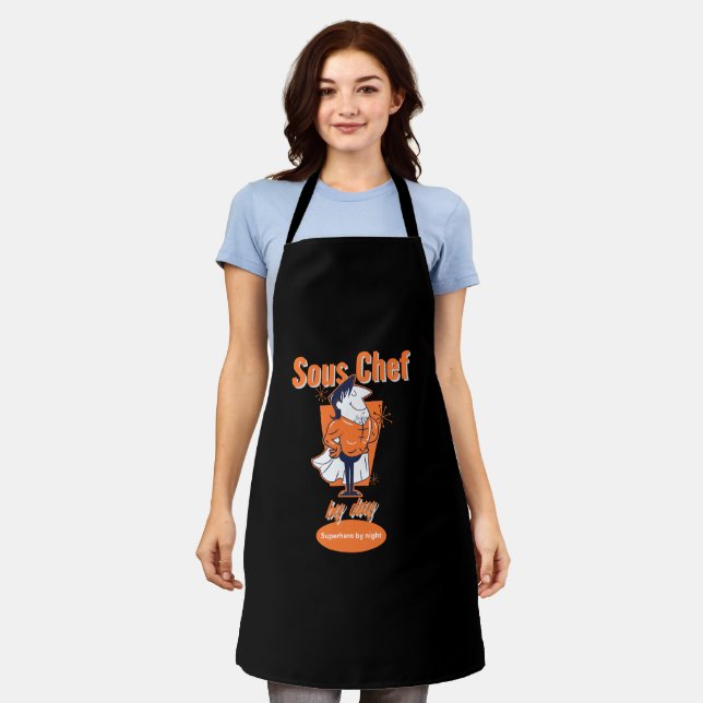 Tablier Sous Chef de jour, Superhero de nuit (Porté)