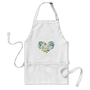 Tablier Soyez avec l'Ukraine lettrage et coeur