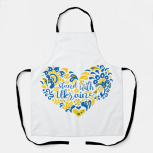 Tablier Soyez avec l'Ukraine lettrage et coeur