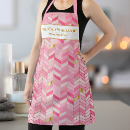 Tablier Spa Personnalisé Chic Pink Gold Motif, Nom du salo