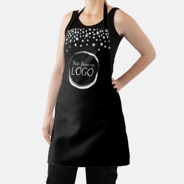 Tablier Sparkly Faux Rhinestones Business Logo Noir (Insitu)