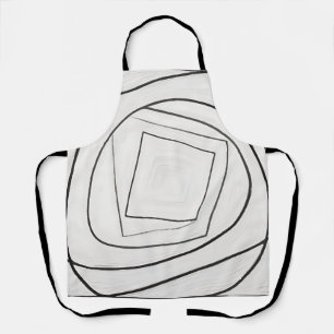 Tablier Spirale carrée abstraite noir et blanc