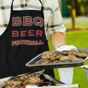 Tablier Sporty Red Blue Gold BBBQ Beer Football   Noir
