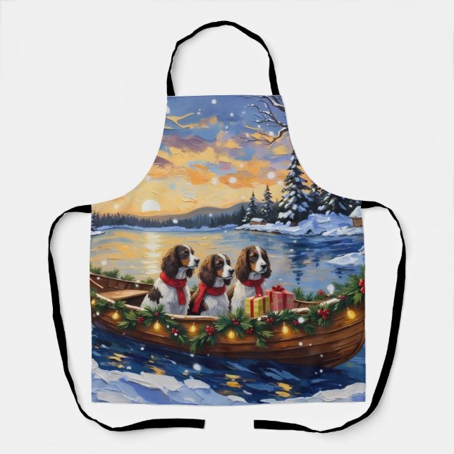 Tablier Springer Spaniel Christmas Boat Holiday (Recto)