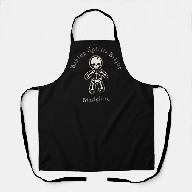 Tablier Squelette gothique Pain d'épices Baking Esprits lu (Recto)