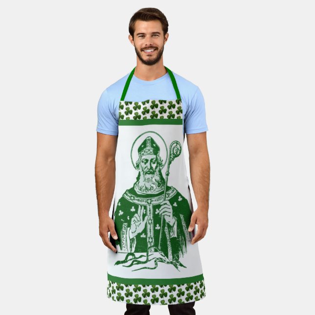 Tablier St Patrick Shamrock Vert Catholique Apron (Porté)