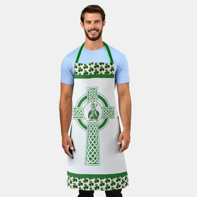 Tablier St Patrick Shamrock Vert Catholique Apron (Porté)