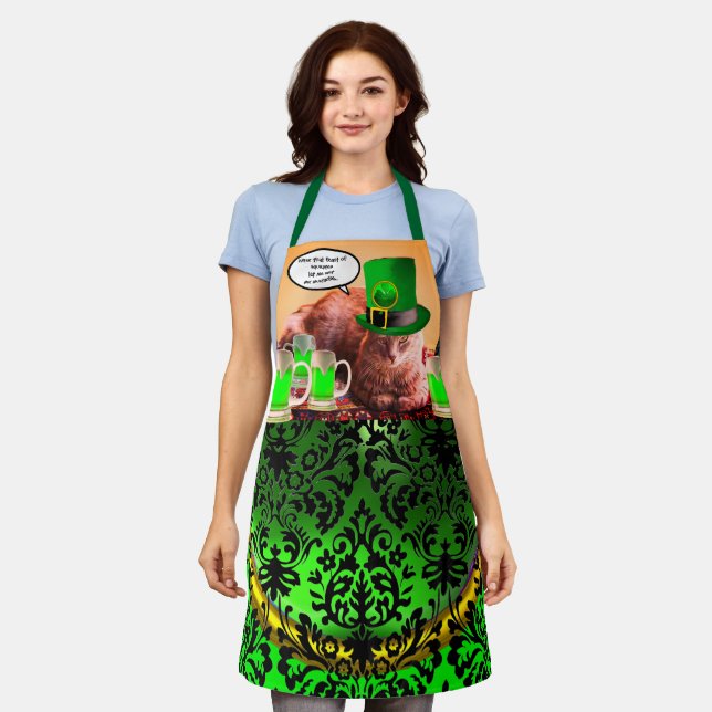 TABLIER ST.PATRICK'S DAY CHAT LEPRECHAUN CASQUETTE IRISH B (Porté)