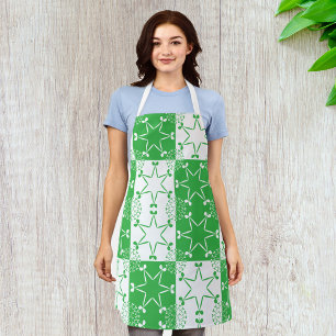 Tablier St Patricks Day Vert Clover Étoile Géométrique