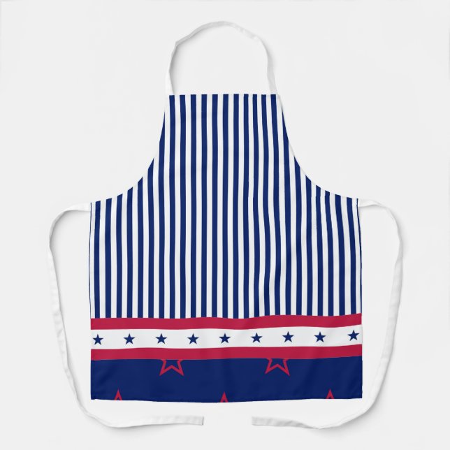 Tablier Stars & Grilles Rouge Blanc Bleu Patriotique Grill (Recto)