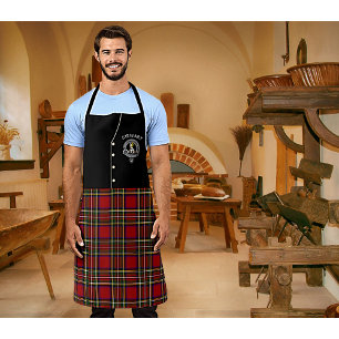 Tablier Stewart Clan Badge & Tartan Kilt Apron