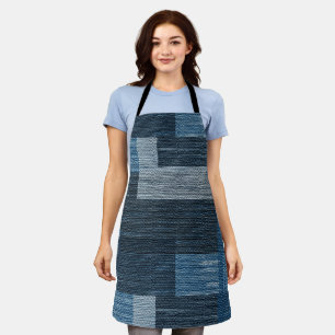Tablier Style années 70 bleu Jean Plaid