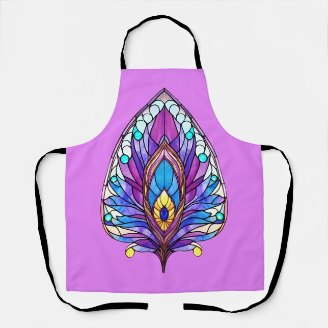 Tablier Style Art Nouveau Vitrage Peacock Plumes (Recto)