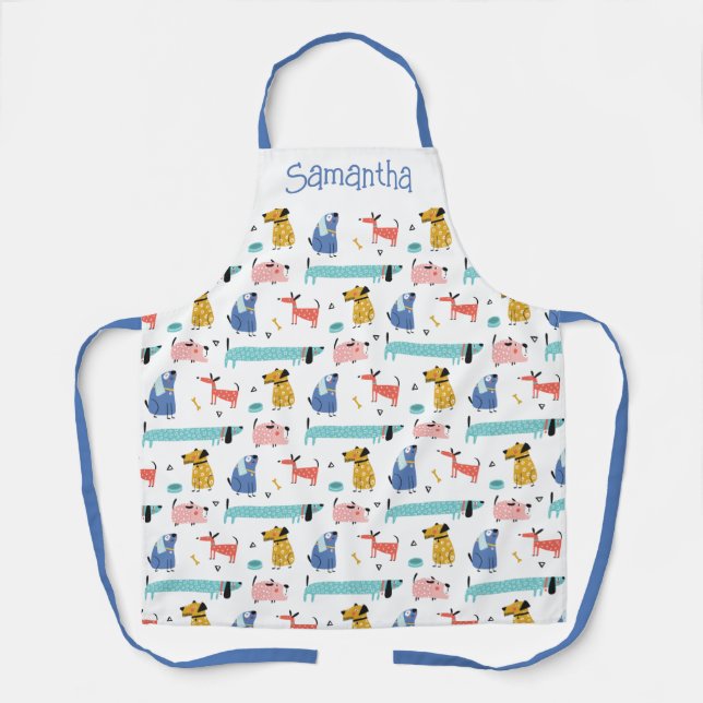 Tablier Style de dessin de chien personnalisé (Recto)