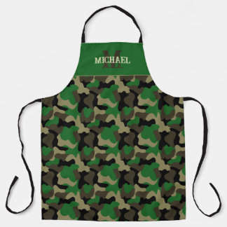 Tablier Style de monogramme de grill camouflage vert