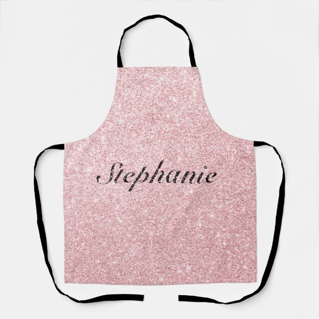 Tablier Style de Parties scintillant rose de nom personnal (Recto)