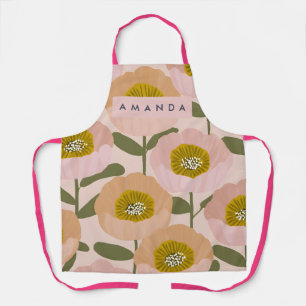 Tablier Style Floral Personnalisé Rétro Pêche et Rose