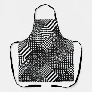 Tablier Style minimaliste Motif mixte noir blanc