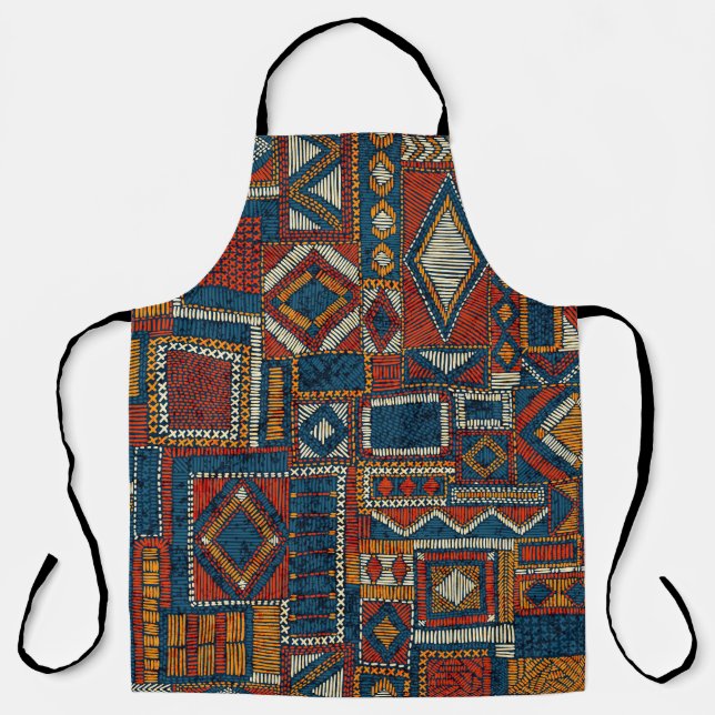 Tablier Style Patchwork Impression Vintage brodée (Recto)