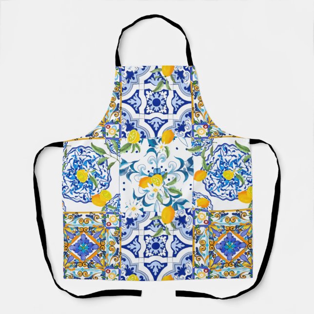 Tablier style sicilien, majolica, citrons      (Recto)