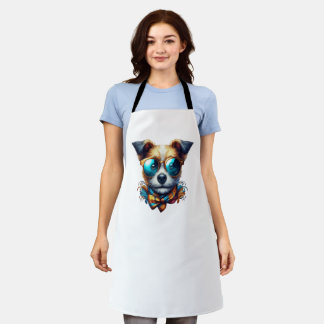 Tablier Stylish Dog With Glasses Colorful Modern Pet Art