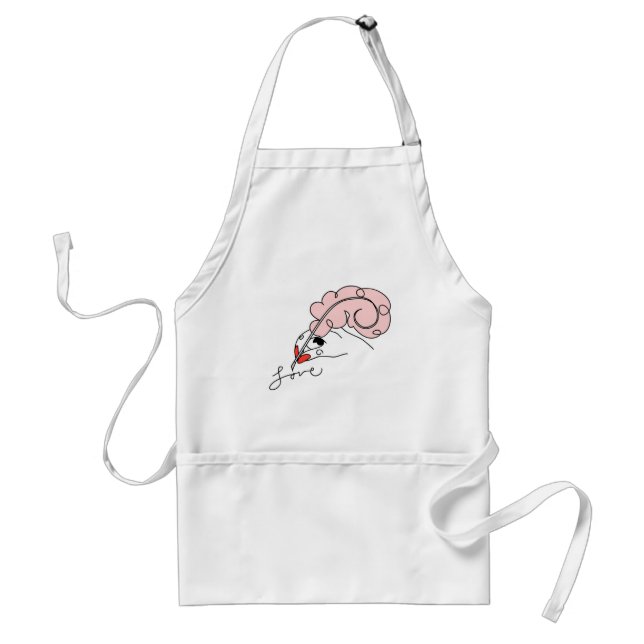 Tablier Stylo en plume Quill rose manuscrit (Devant)