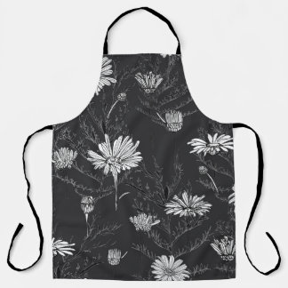 Tablier Stylo noir Chamomile : Croquis floral.