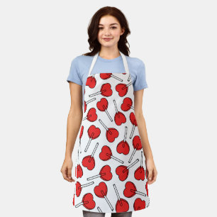 Tablier Sucettes rouges, sucettes en forme de cœur, motif