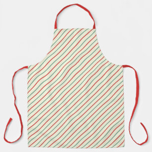 Tablier Sucre de canne de Noël rétro rayures rouge vert