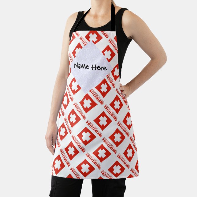Tablier Suisse et drapeau suisse carrelé avec votre nom (Insitu)