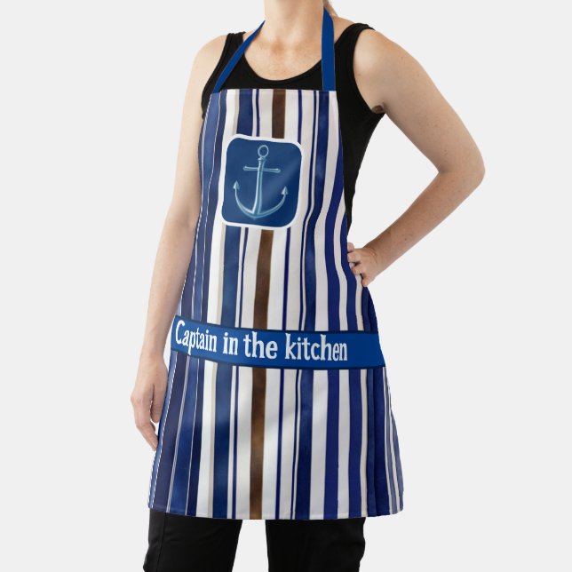 Tablier Summer Navy Blue Trendy Boat Stripes Collection (Insitu)