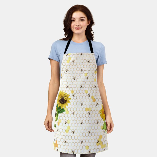 Tablier Sunflower Bee Hive Honeycomb Golden Honey Apron (Porté)