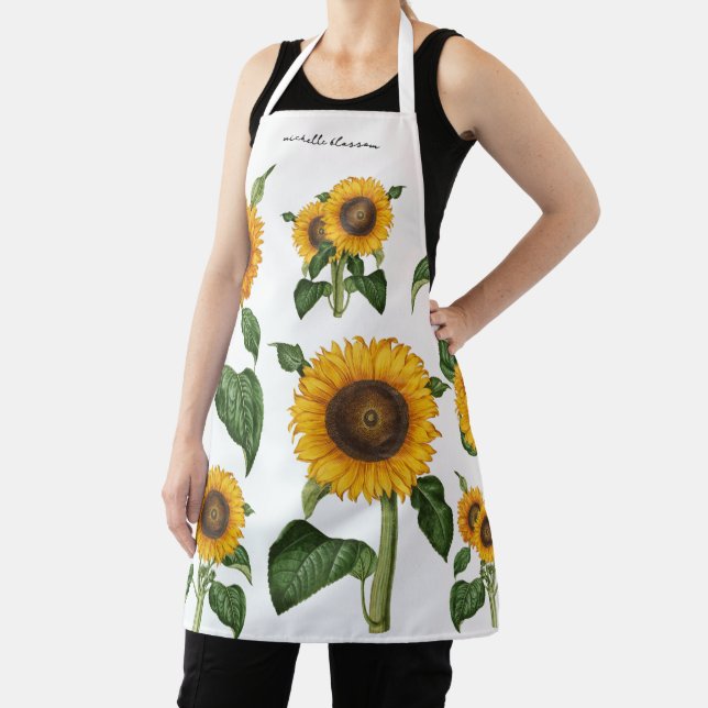 Tablier Sunflowers Botanical Foliage Nom de la végétation (Insitu)