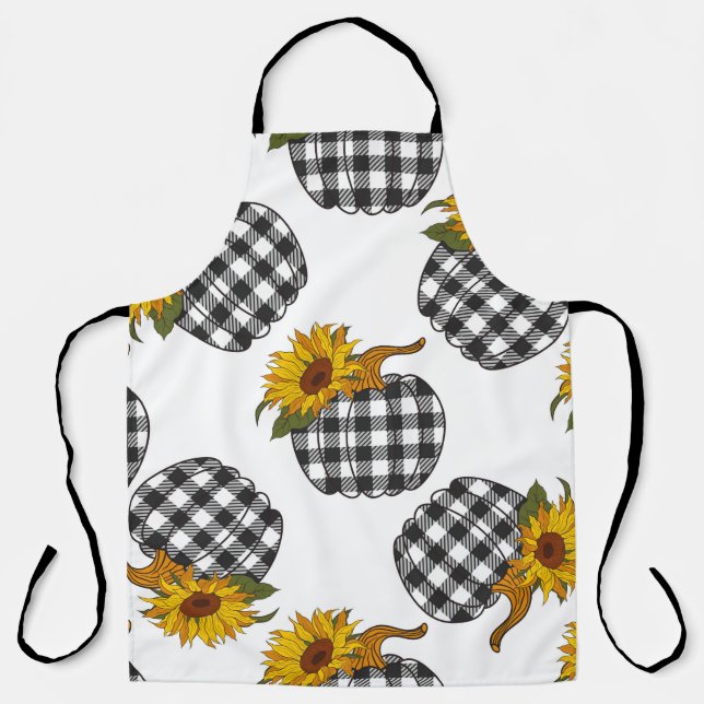 Tablier Sunflowers Plaid Citrouille sans couture motif. Fa (Recto)