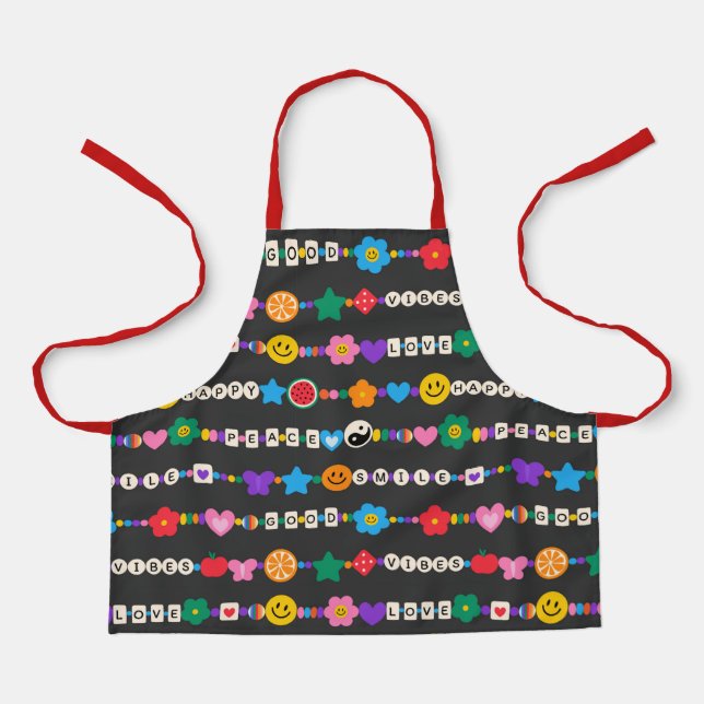Tablier Super Good Vibes Love Smile Perles rétro (Recto)