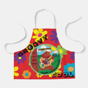 Tablier Super Happy ours de guitare partout sur l'imprimé