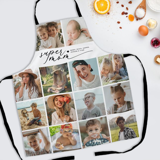 Tablier Super Maman Moderne 10 Photo Montage (Créateur téléchargé)