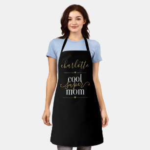 Tablier Super Maman Personnalisée Noir Et Or