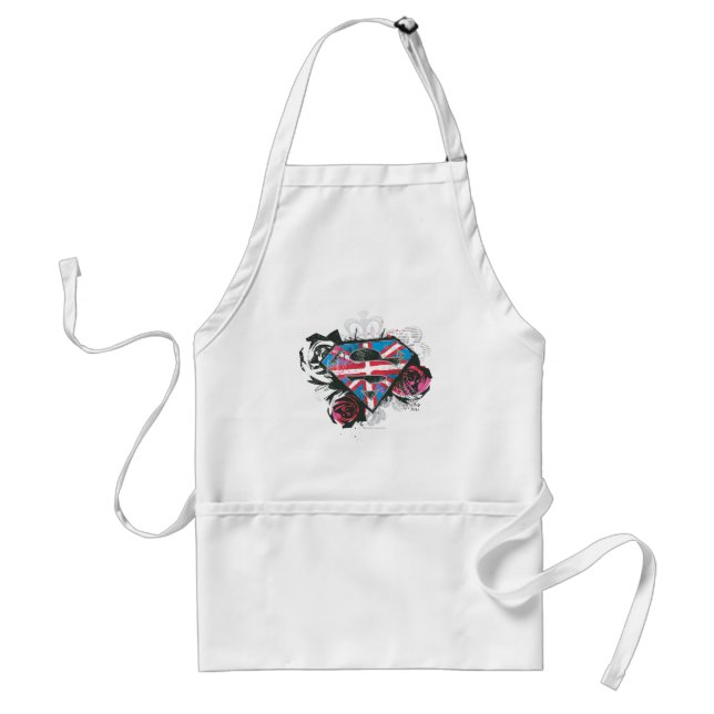 Tablier Supergirl British Drapeau et Roses (Devant)