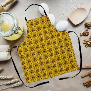 Tablier Susans Jaune Oeil Noir Motif Floral