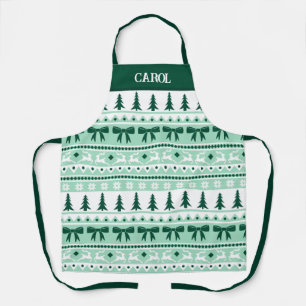 Tablier Sweat moche de Noël avec le nom Mint vert