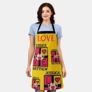 Tablier Sweet Romantic Joyeux Valentines Jour Nom du coupl