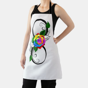 Tablier Symbole de l'infini avec rose arc-en-ciel