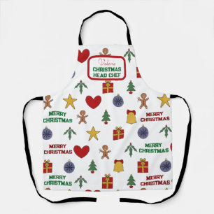 Tablier Symbole de Noël festif Nom Chef Chef Chef Chef
