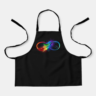 Tablier Symbole d'infini avec plume arc-en-ciel