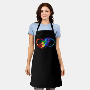 Tablier Symbole d'infini avec plume arc-en-ciel