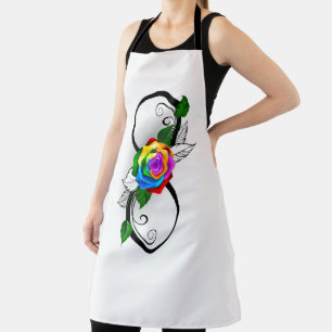 Tablier Symbole d'infini avec Rose arc-en-ciel